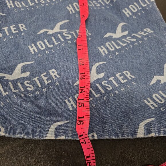 Y2K Style Hollister Bag Drawstring Denim Jean Backpack with Logo - Picture 7 of 8